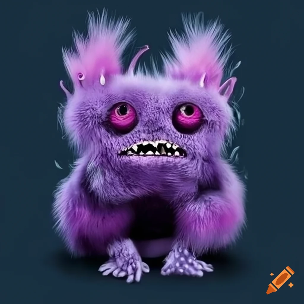 Adorable goth furry monster
