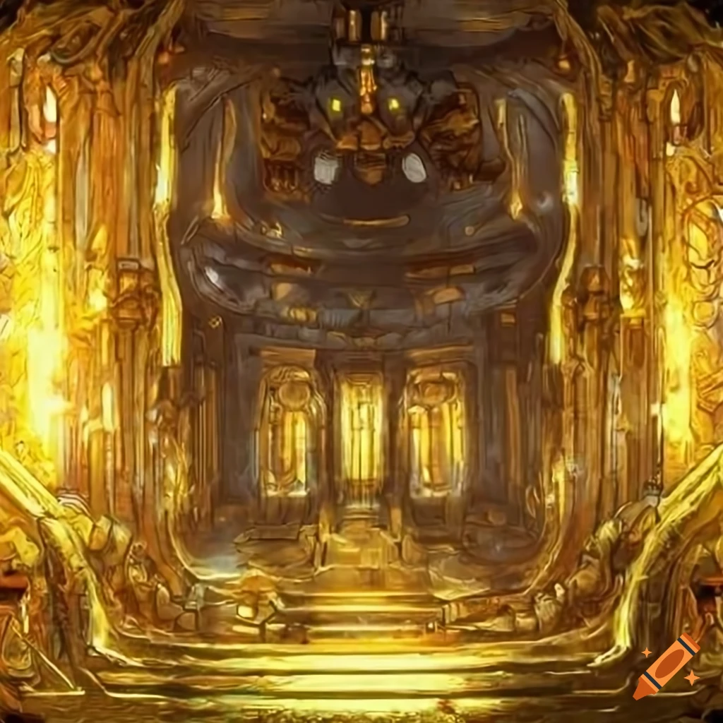 Sci-fi dungeon with treasures and a legendary sword on Craiyon