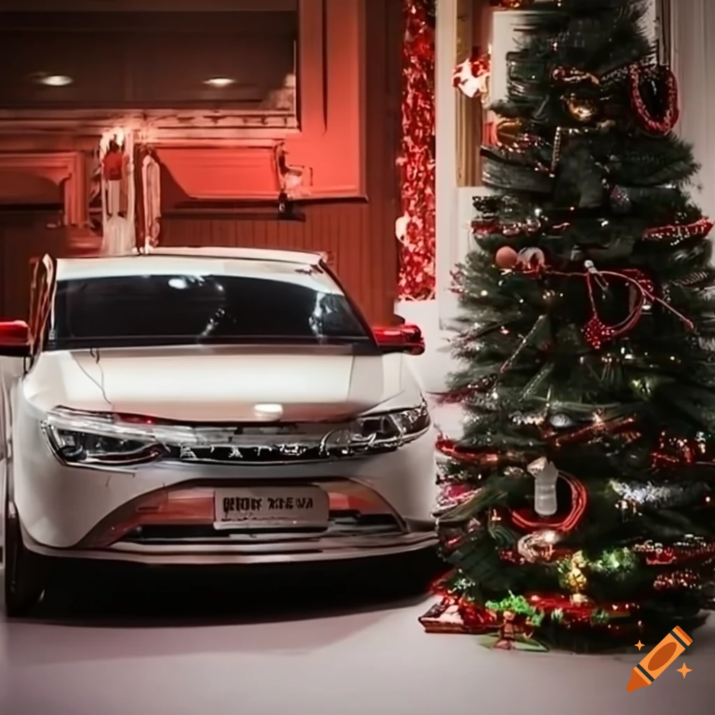 festive car showroom display