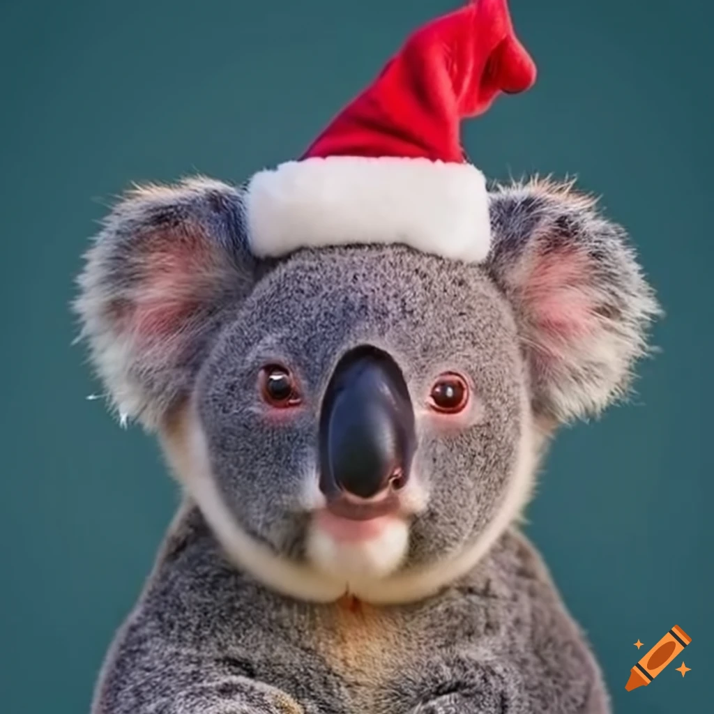 koala wearing Santa hat