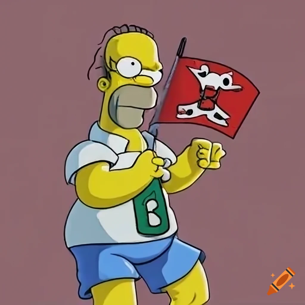 Homer simpson holding chicago bulls flag on Craiyon
