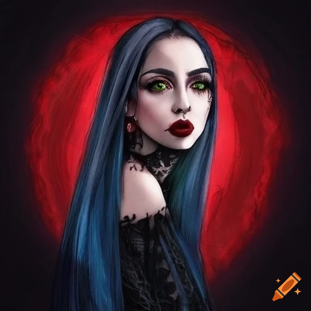 Portrait Of A Beautiful Girl With Green Eyes And Colorful Hair On Craiyon