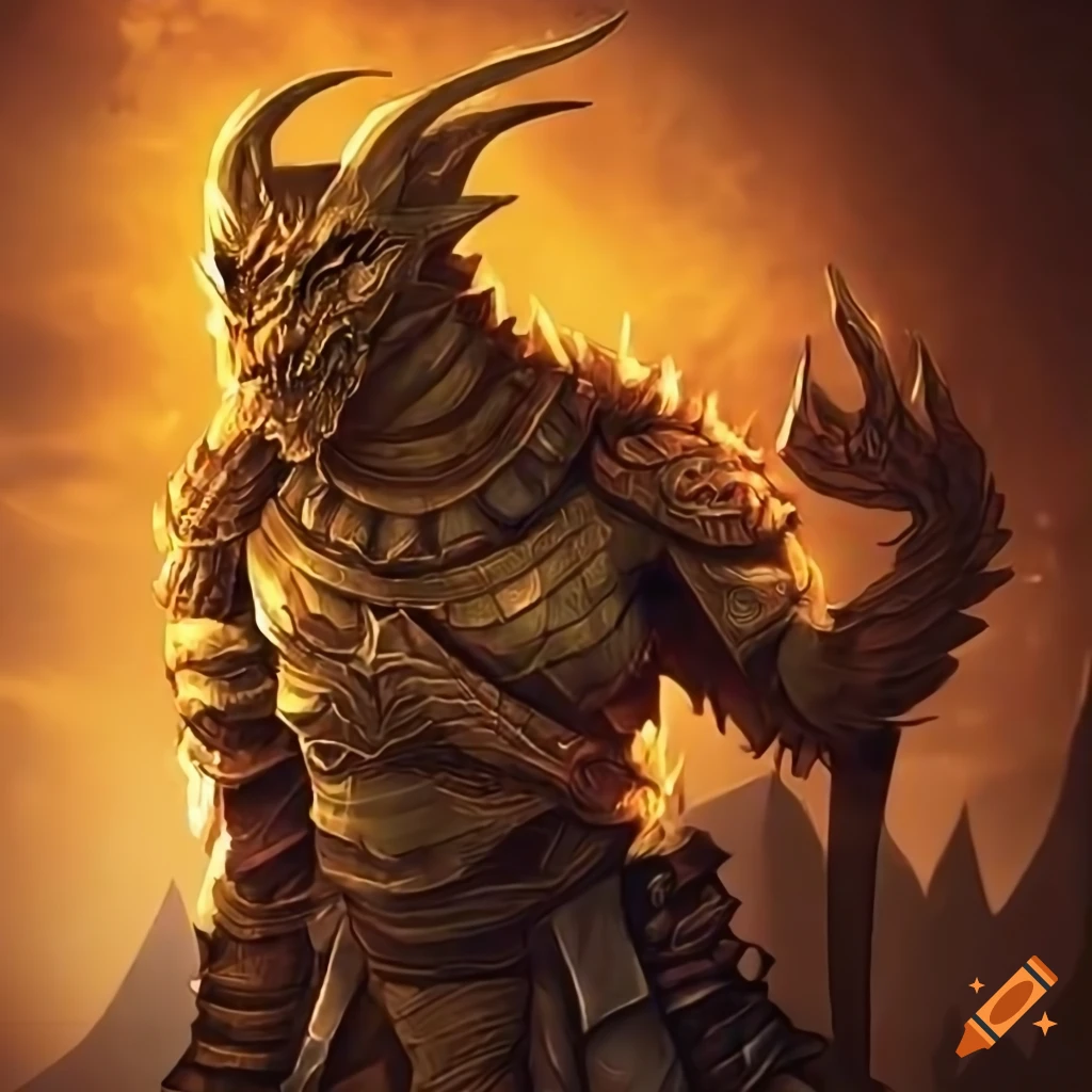 Battalion of dragonborn warriors in highly detailed armor on Craiyon