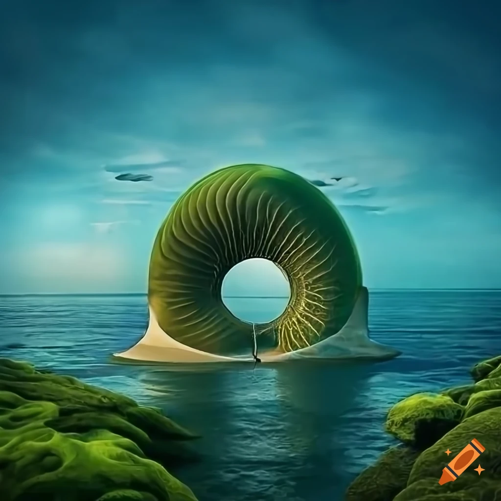 hyperrealistic-glass-building-in-shape-of-an-ammonite-with-moss