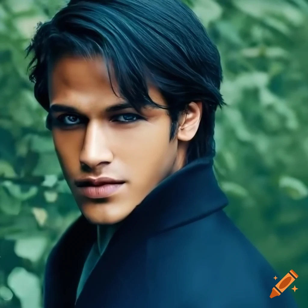 portrait-of-a-handsome-biracial-man-with-blue-eyes-and-long-black-hair
