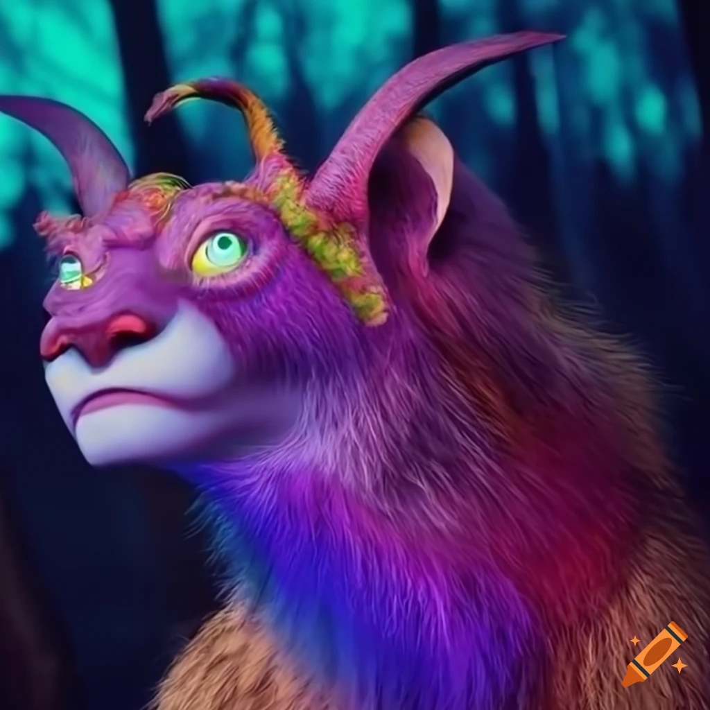 colorful 3D character design in a fantasy woods