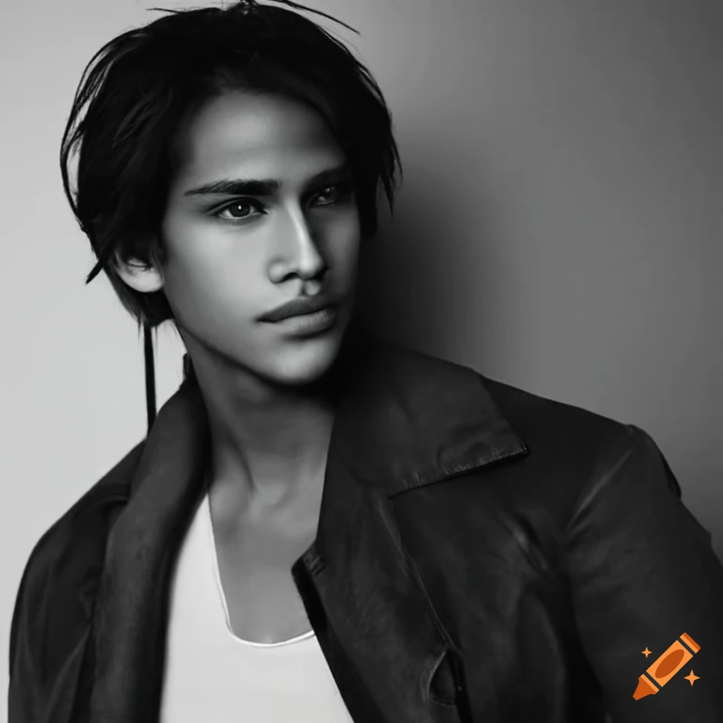 Handsome biracial french man with long black hair on Craiyon