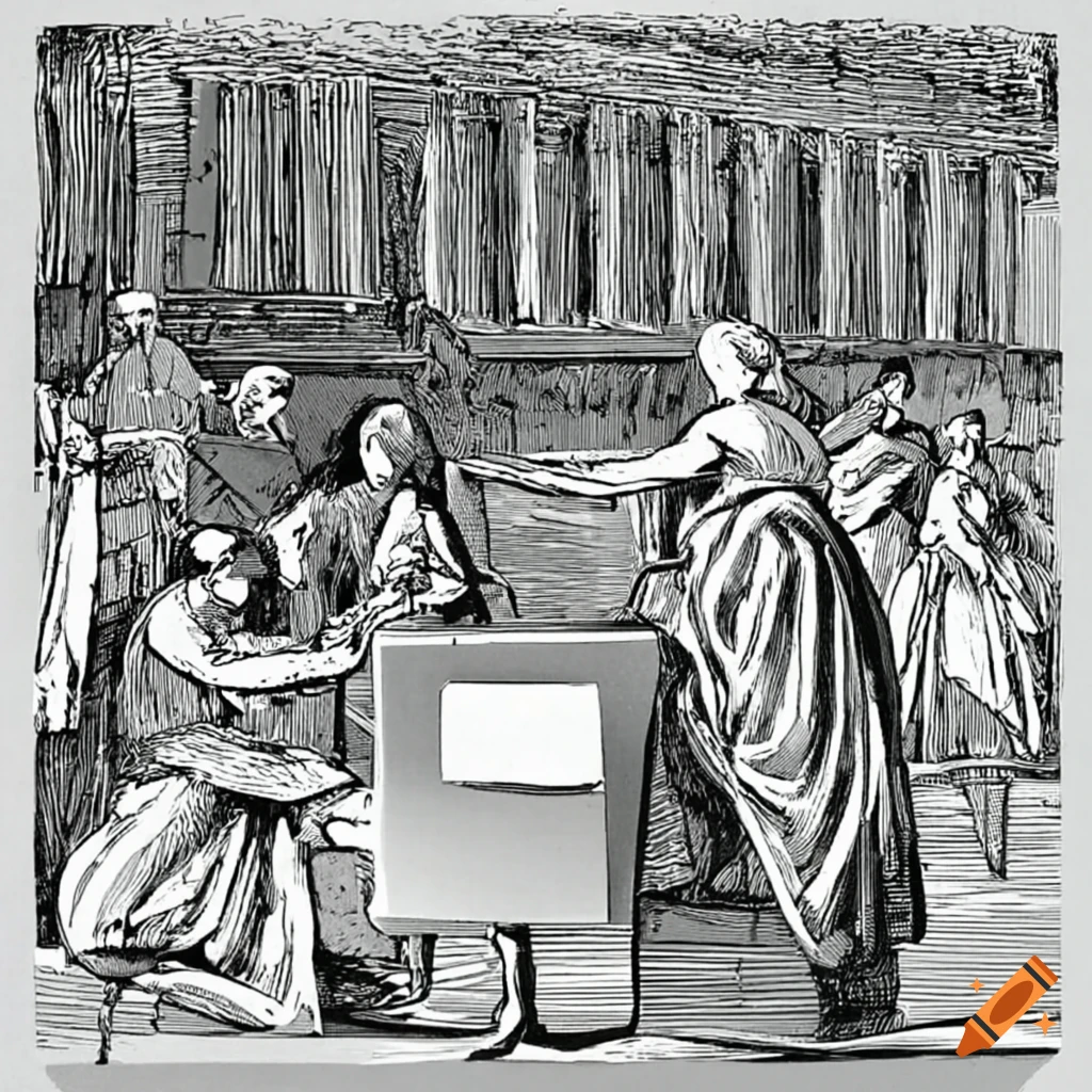 historic event with Descartes and Pythagoras voting