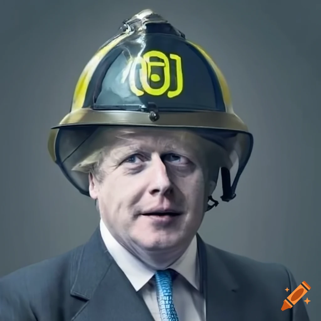 Boris johnson wearing a fireman helmet on Craiyon