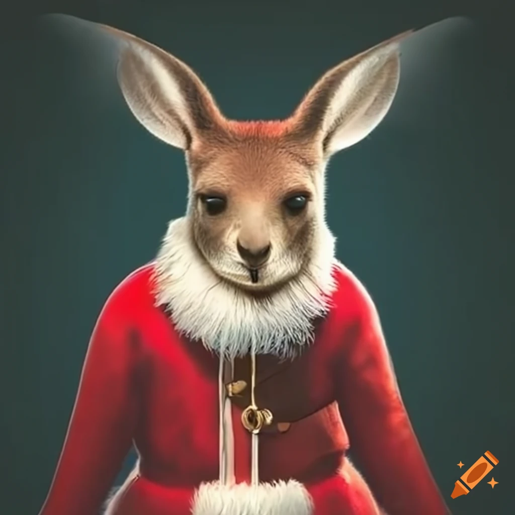 kangaroo dressed as Santa Claus