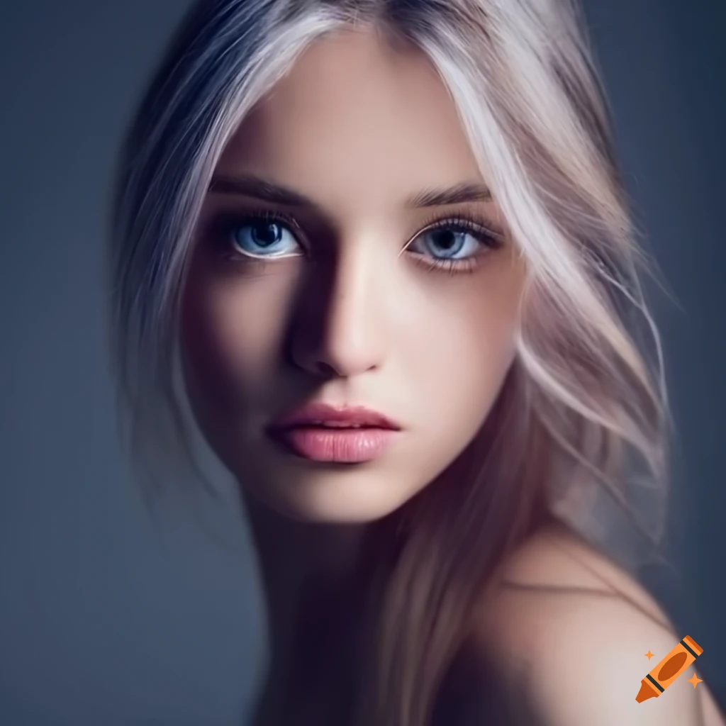 Stunning Close Up Portrait Of A Young Woman With Detailed Lighting On