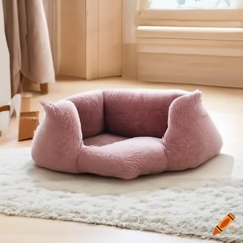 Cat bed with a cozy pillow on Craiyon