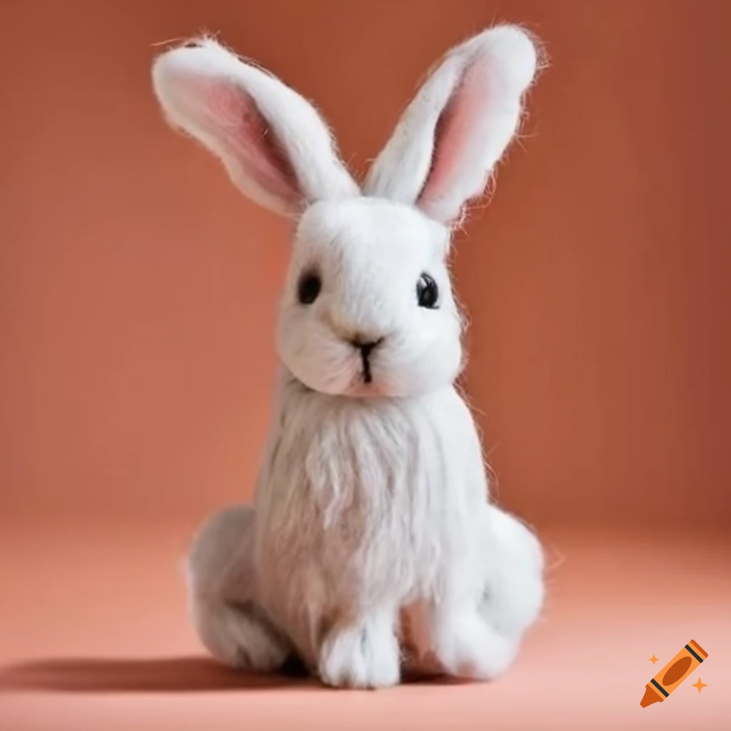 Realistic woolen rabbit toy on Craiyon