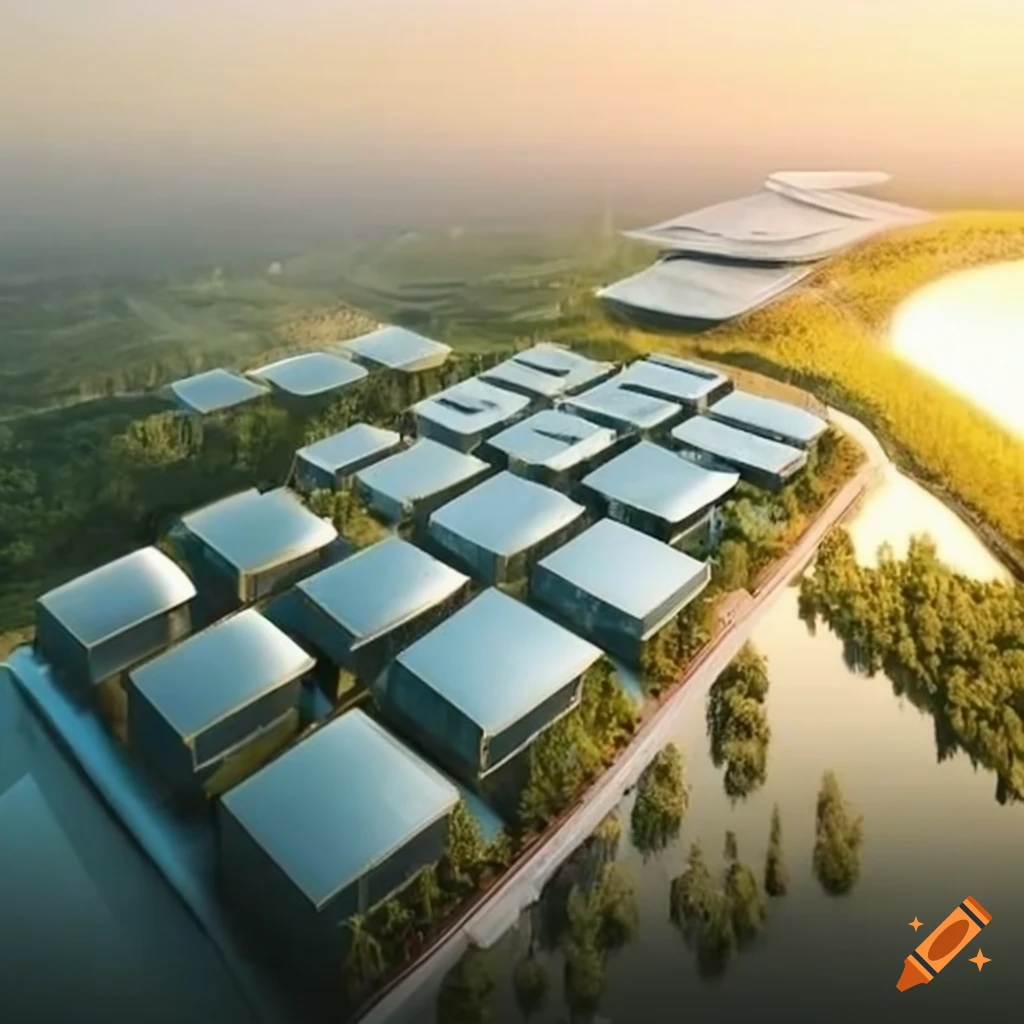 image of an eco-friendly factory in a Chinese eco-city