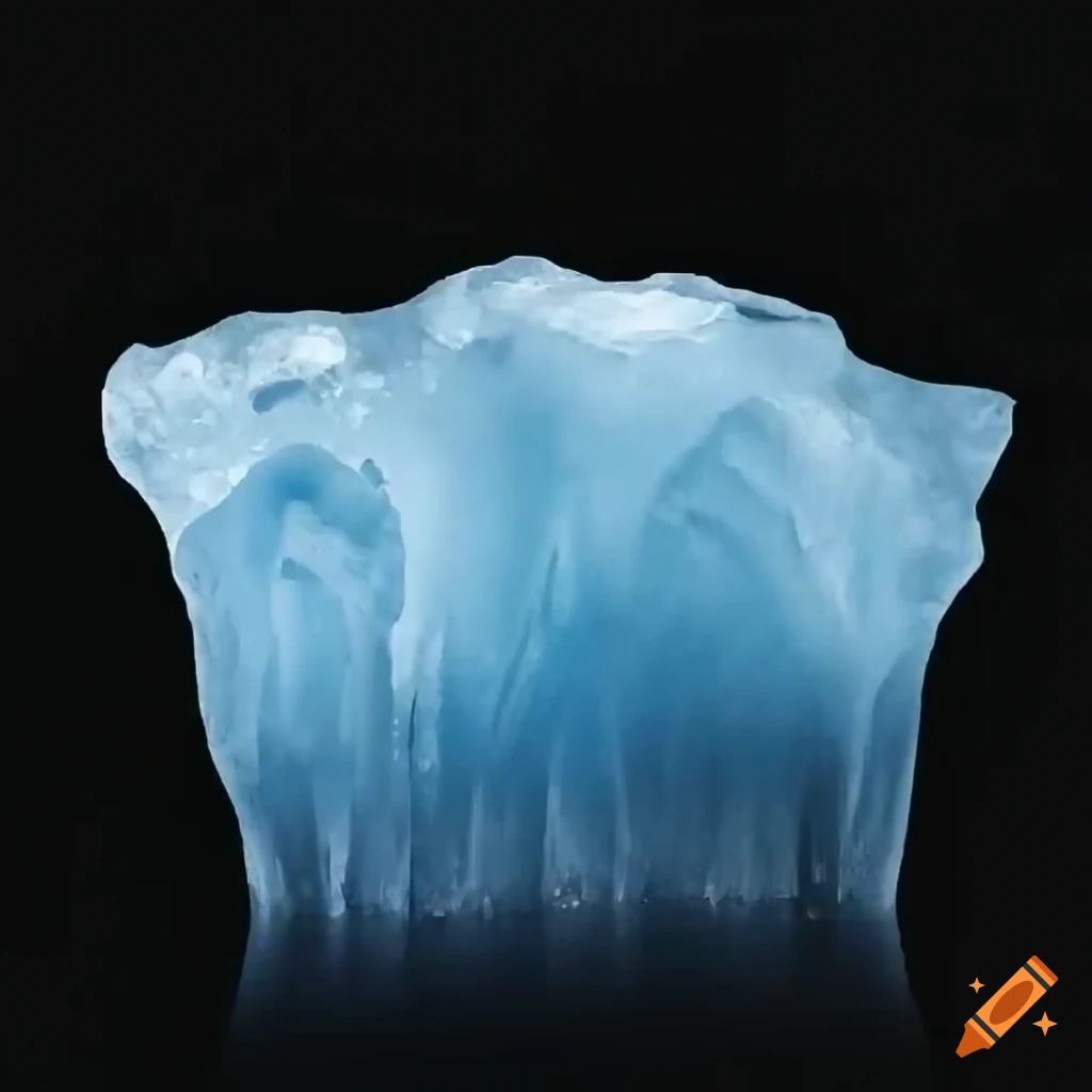 Melting ice column in a dark background on Craiyon