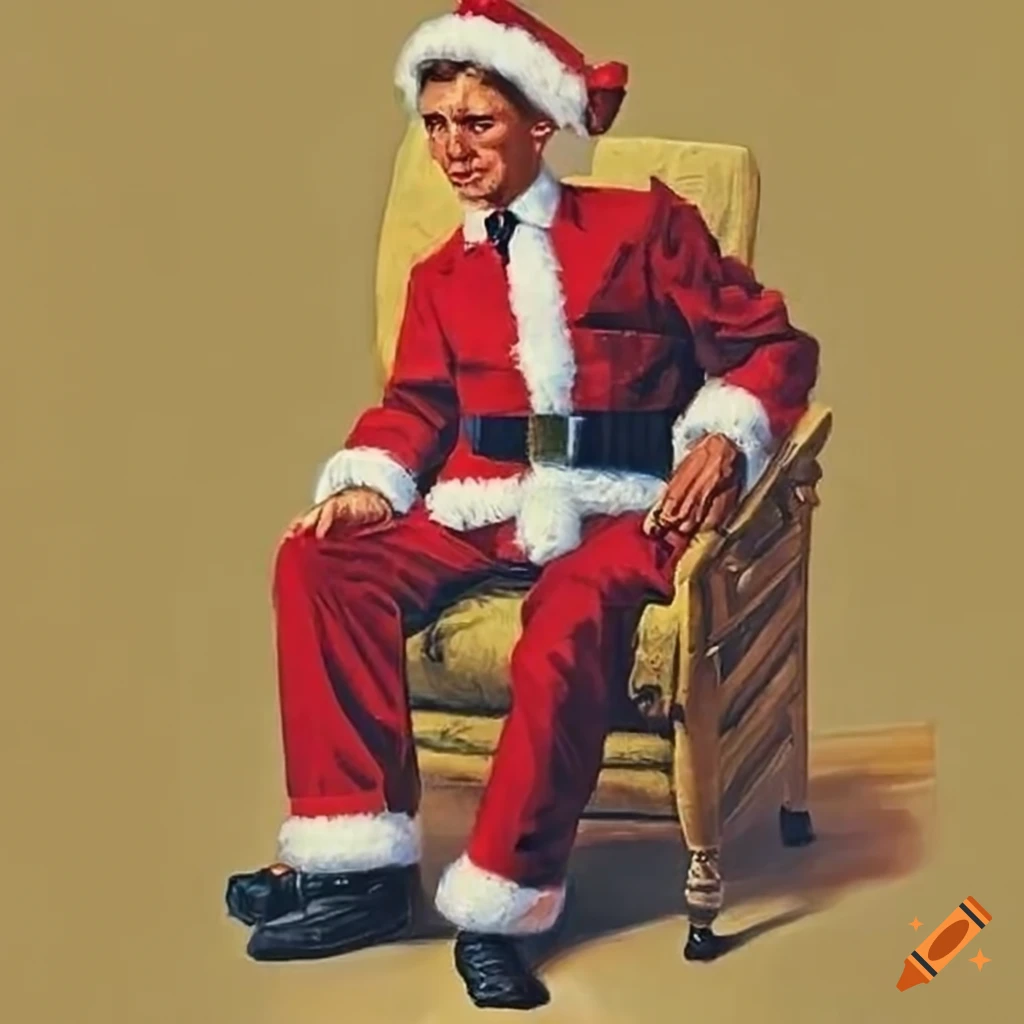 Norman rockwell's holiday painting with james franco on Craiyon
