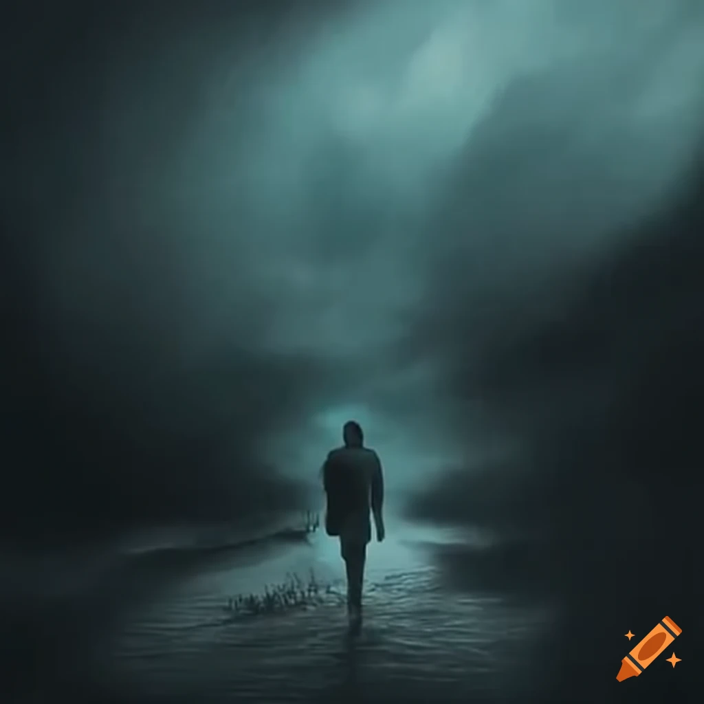 Dusty Storm Color Photo of a person walking in a dusty storm
