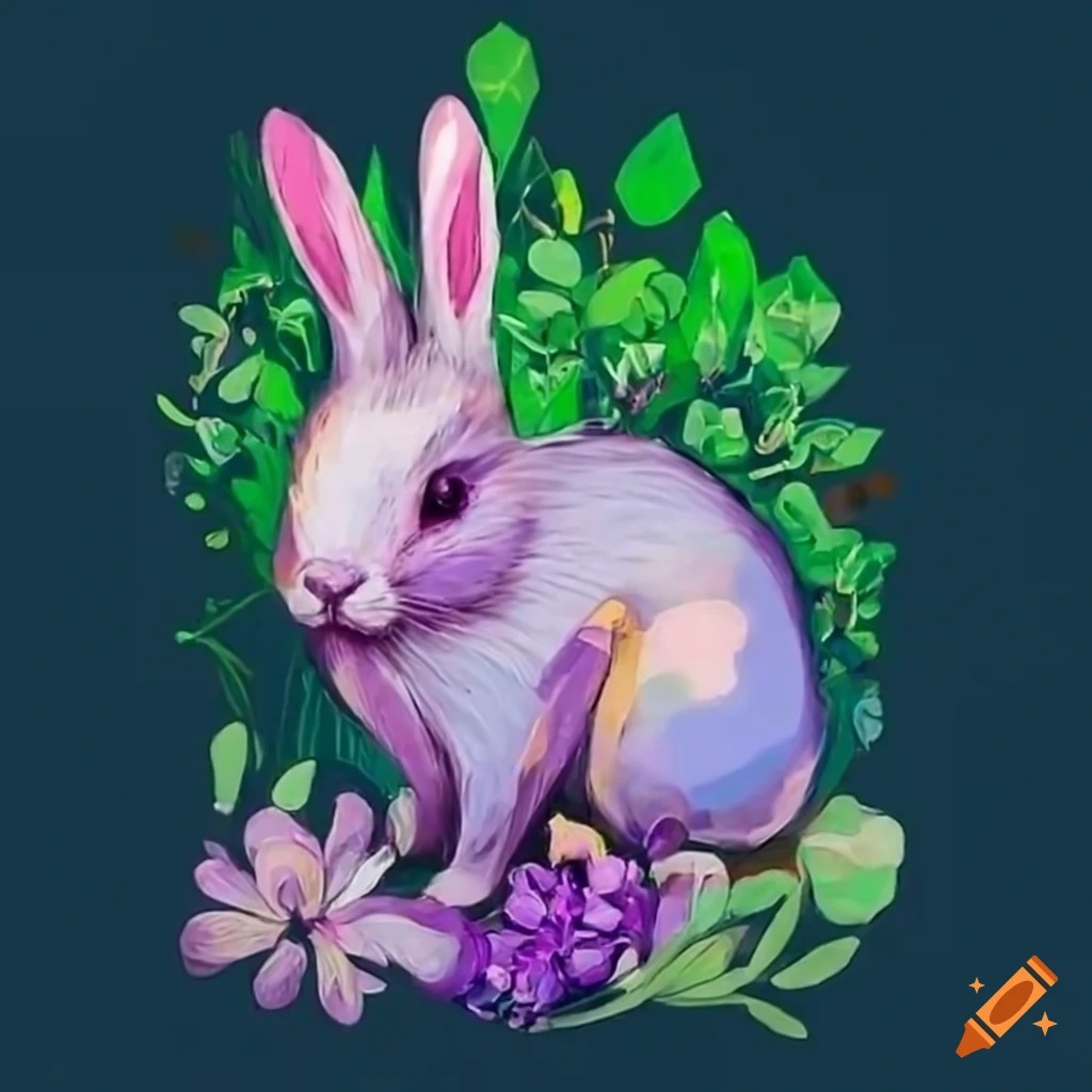 Blush and May Sleeping Bunny & Florals Animal Art Print – artstarphilly
