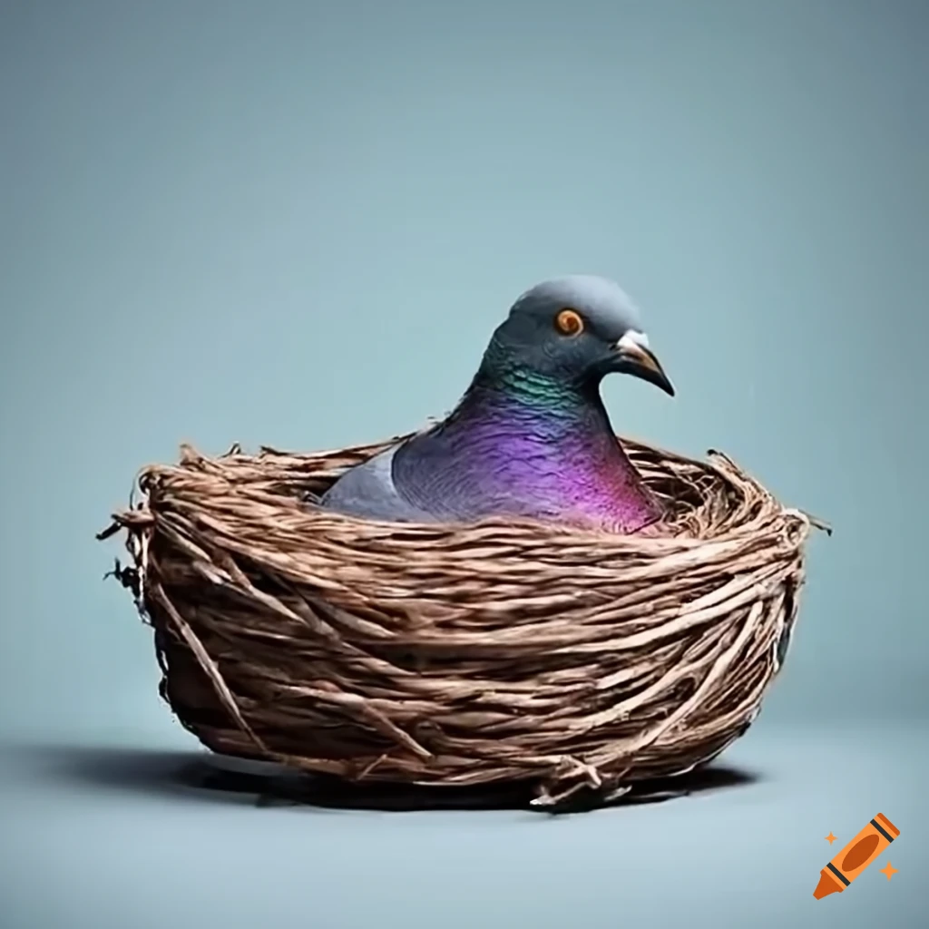 pigeon weaving nest from copper cable