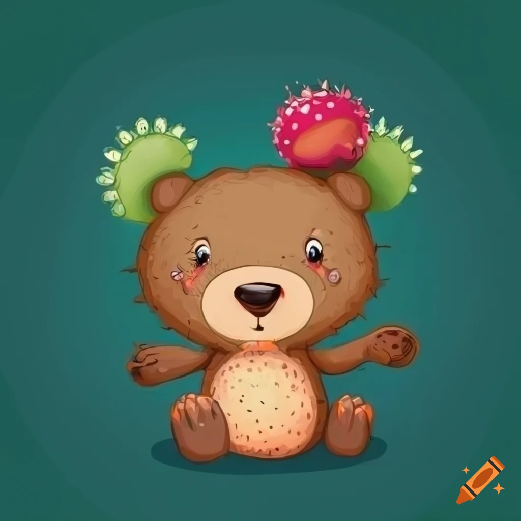 illustration of a bear hugging a cactus