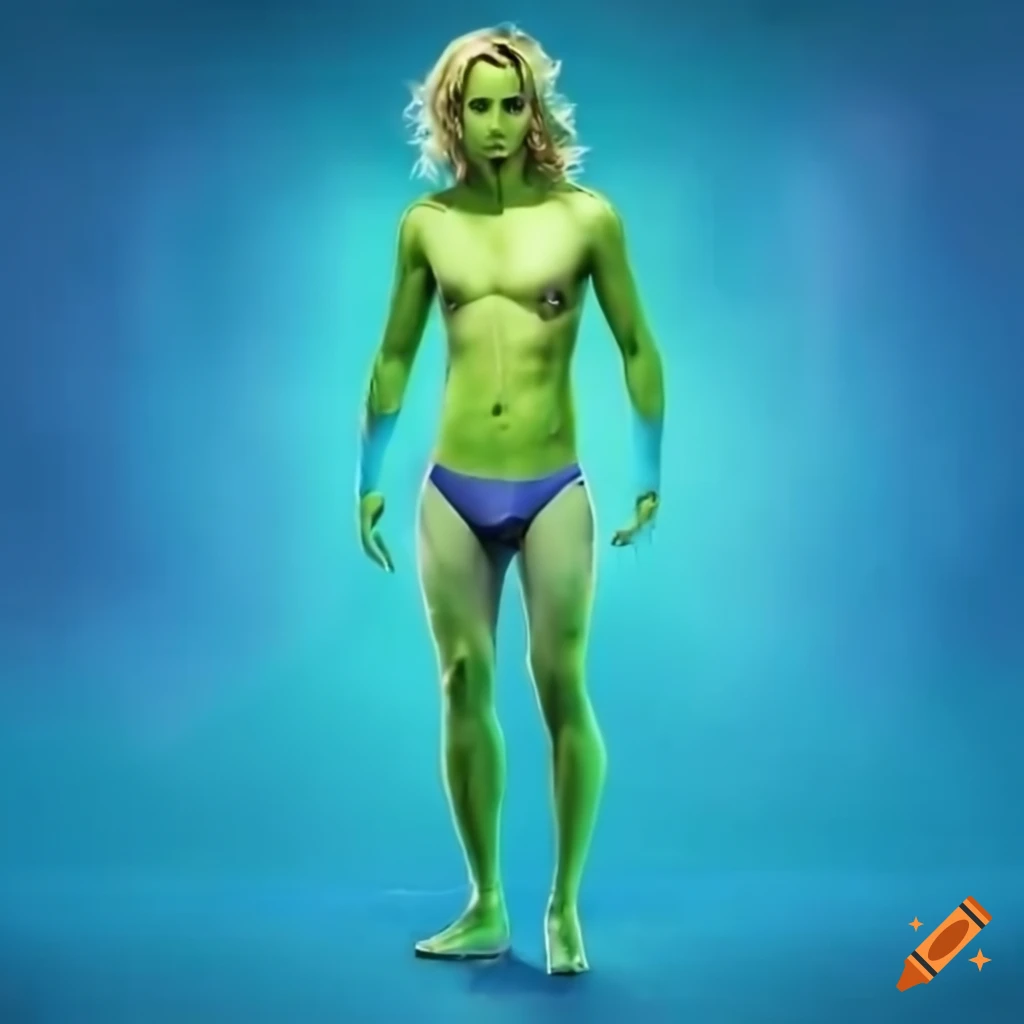 rear view of a futuristic male character at a spaceship pool