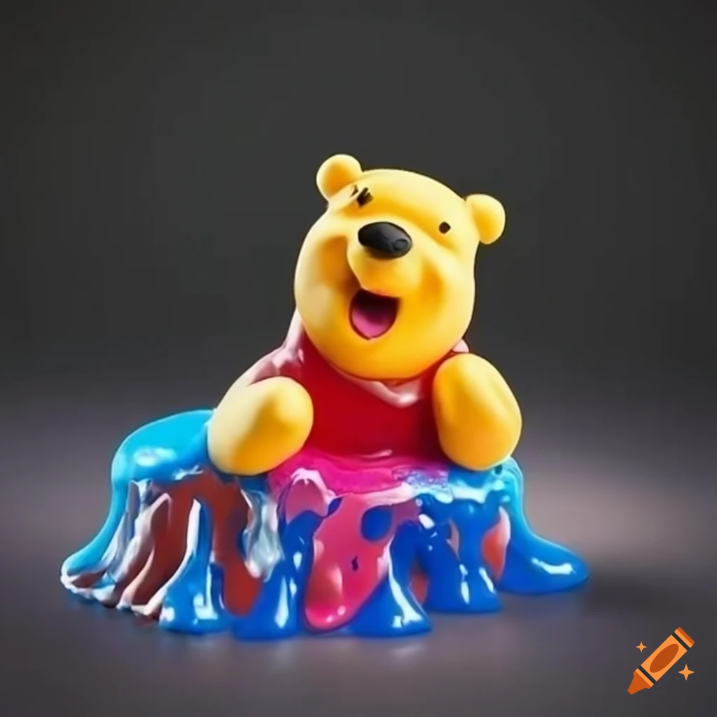 colorful sculpture of melting Winnie the Pooh