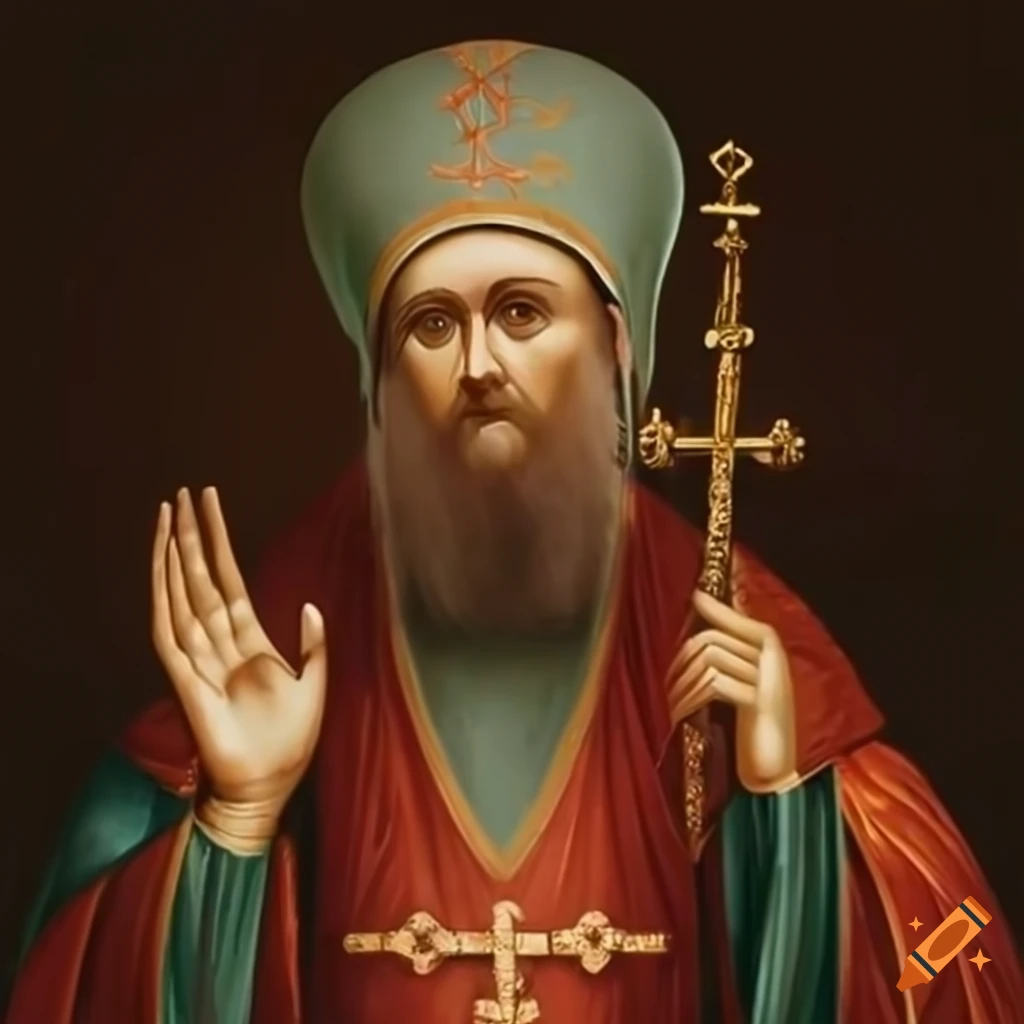 Modern depiction of st. sergius of radonezh with crucifix on Craiyon