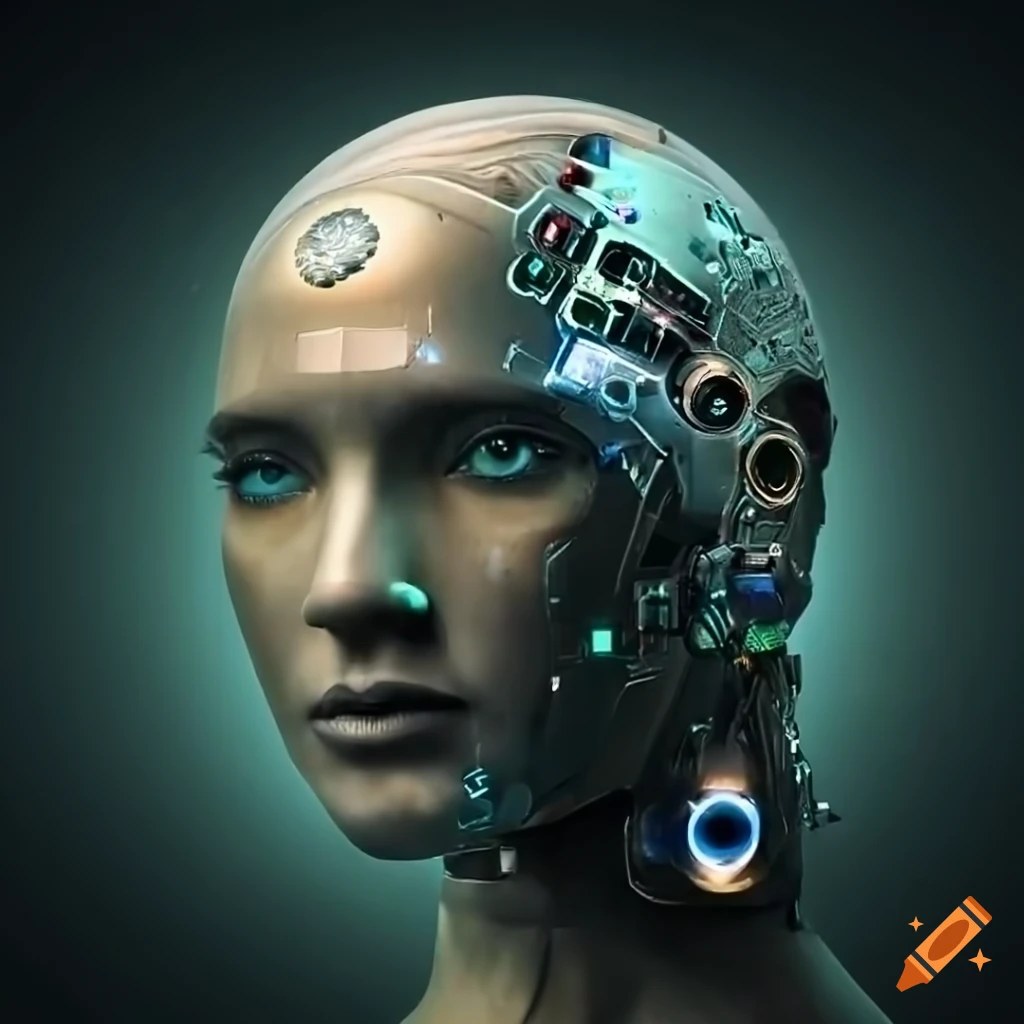 surreal artwork depicting a futuristic AI world