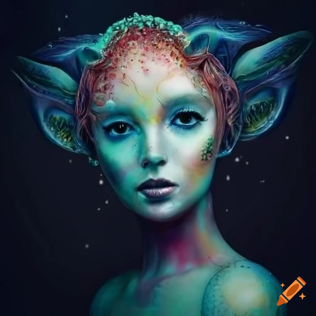 alien-inspired mermaid portrait