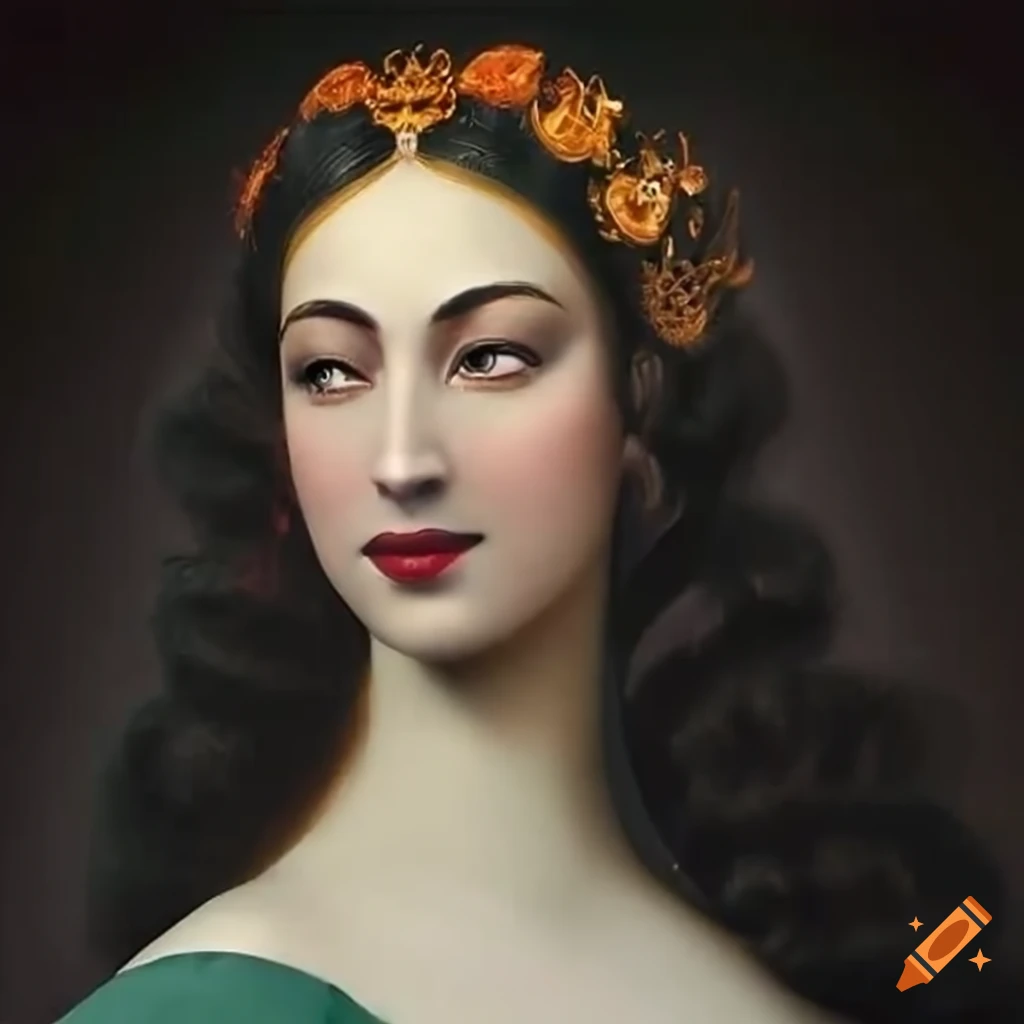 detailed painting of a beautiful woman with Empire-style hair