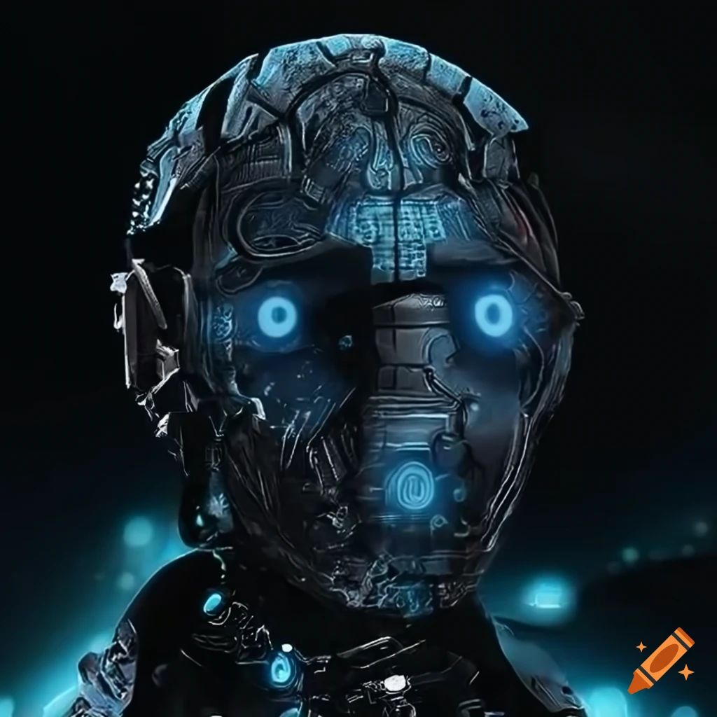 cyberpunk brain robot hacking in the dark