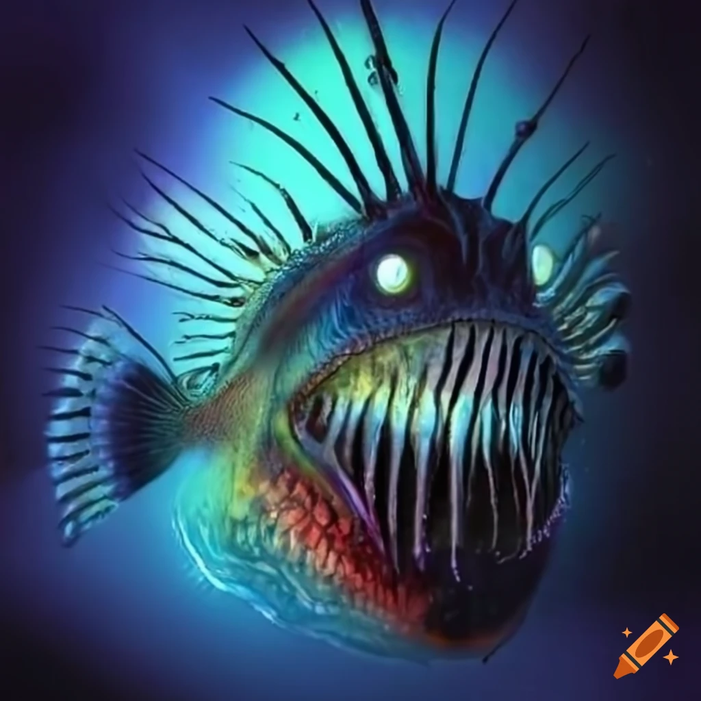 Image of a scary bioluminescent anglerfish on Craiyon