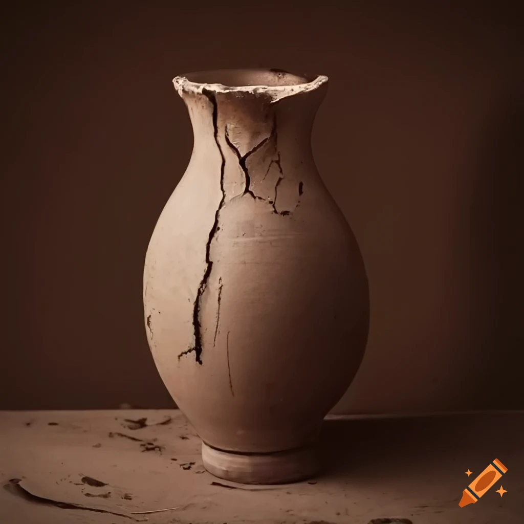 Ancient cracked ceramic vase