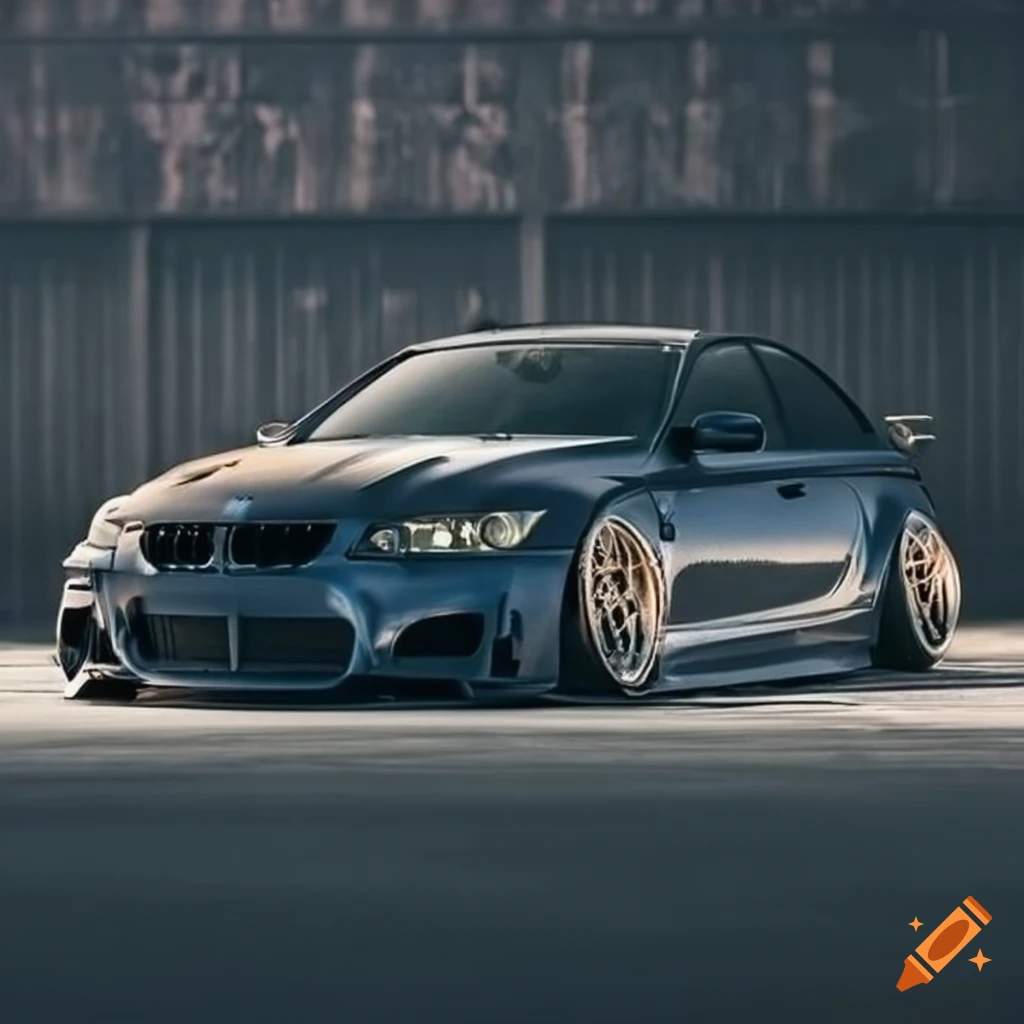 A highly customized and lowered bmw e39 m5 with a widebody kit on