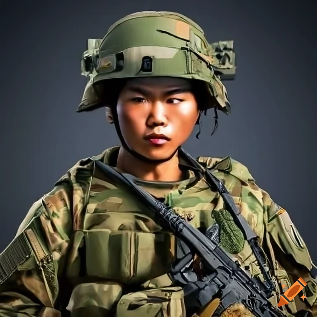 portrait of an Asian American army soldier
