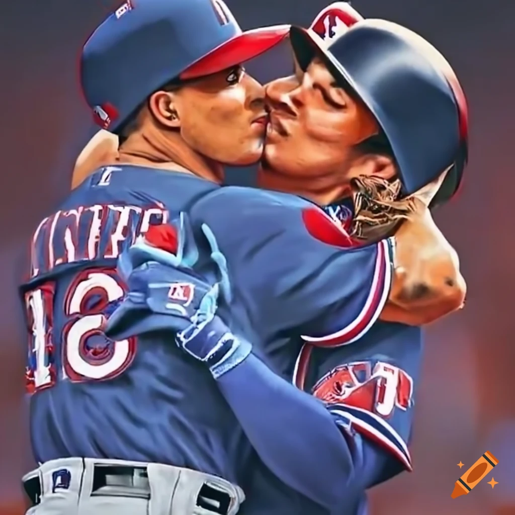 Texas rangers baseball players celebrating