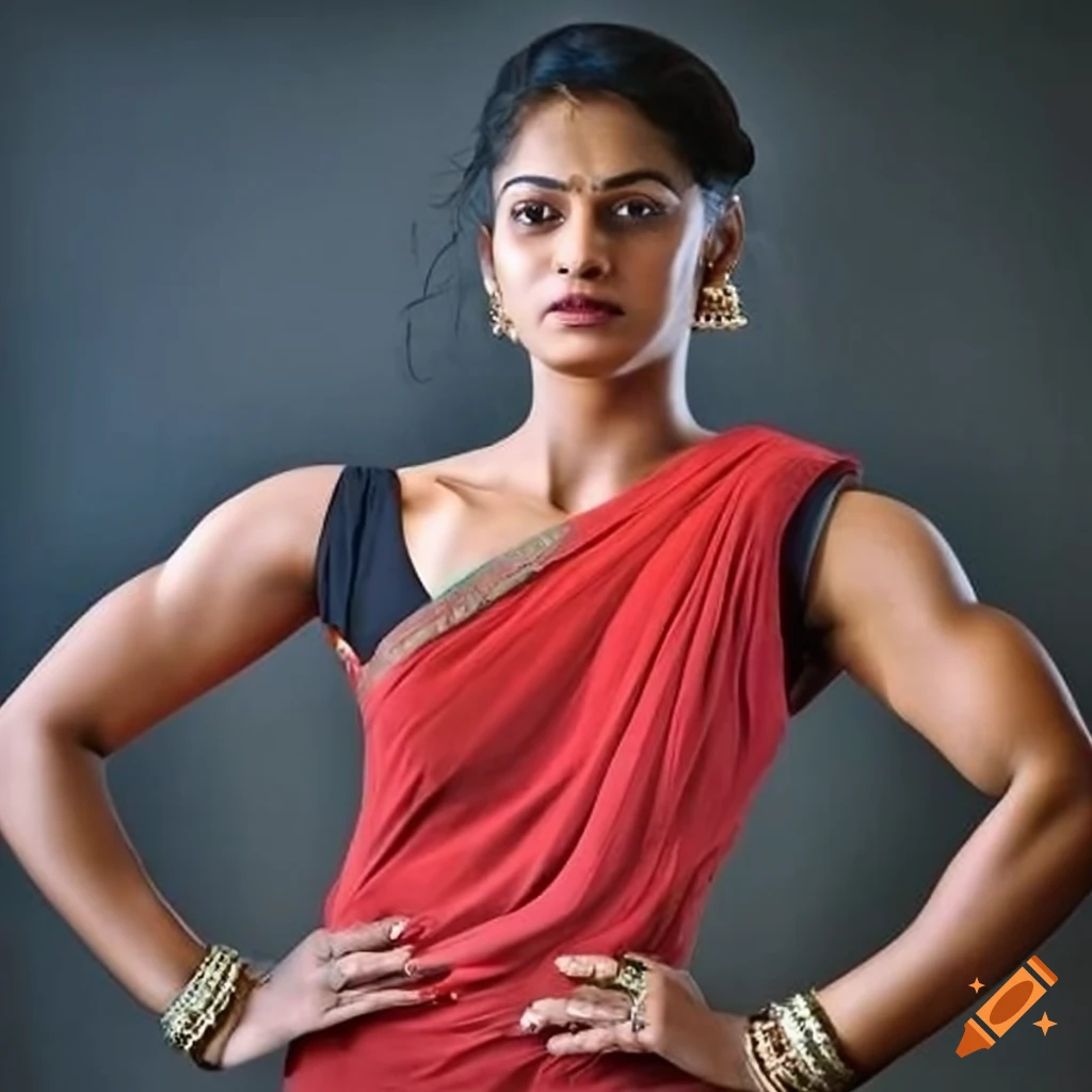 Strong indian woman in red sleeveless chudidhar on Craiyon