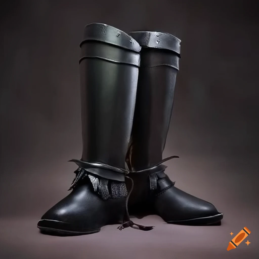 Dark medieval knight boots