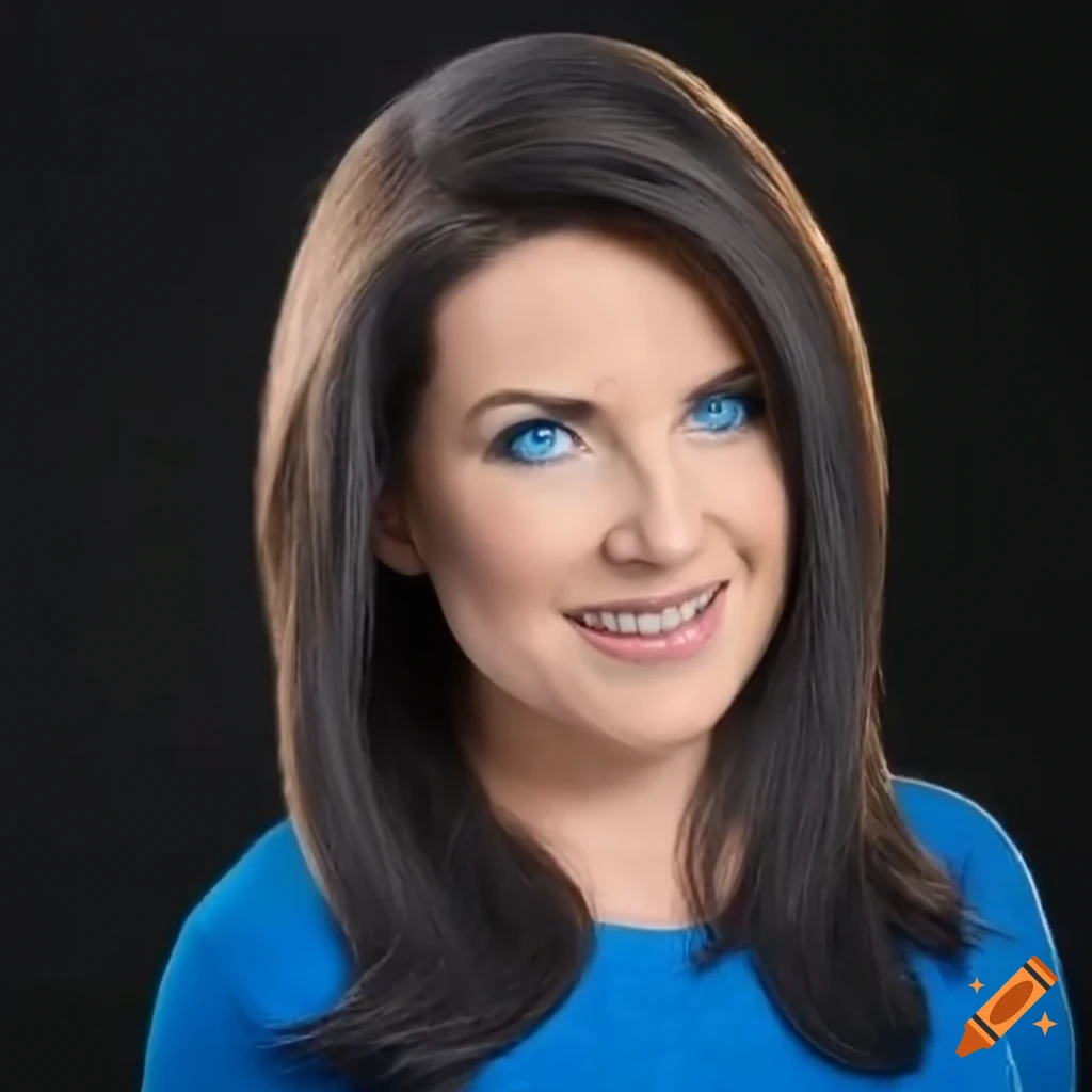 Blueeyed news anchor with dark hair