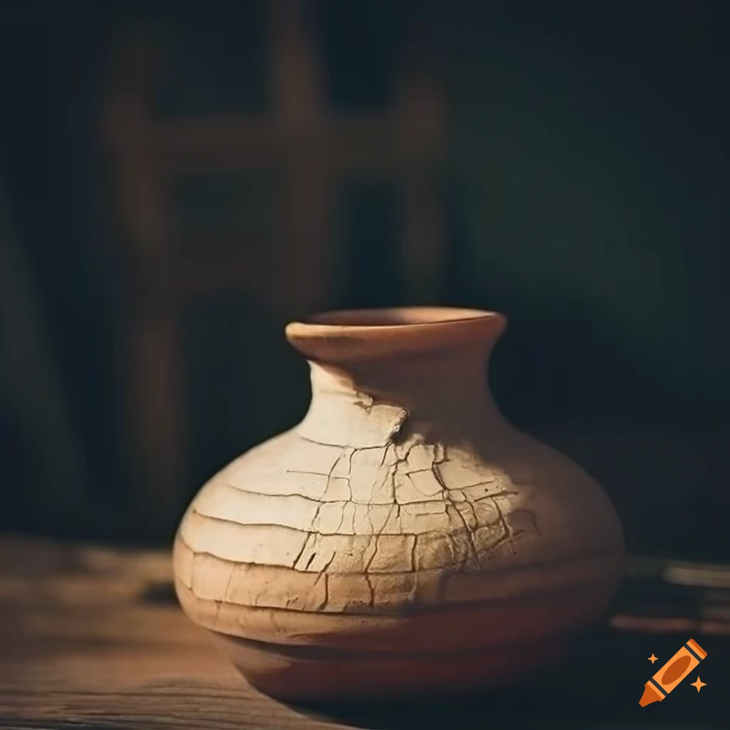 Cracked antique ceramic vase on Craiyon