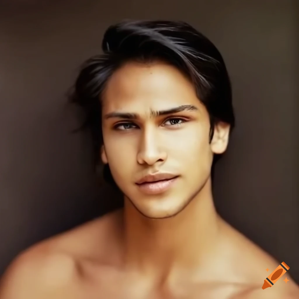 Handsome biracial french man with long black hair on Craiyon