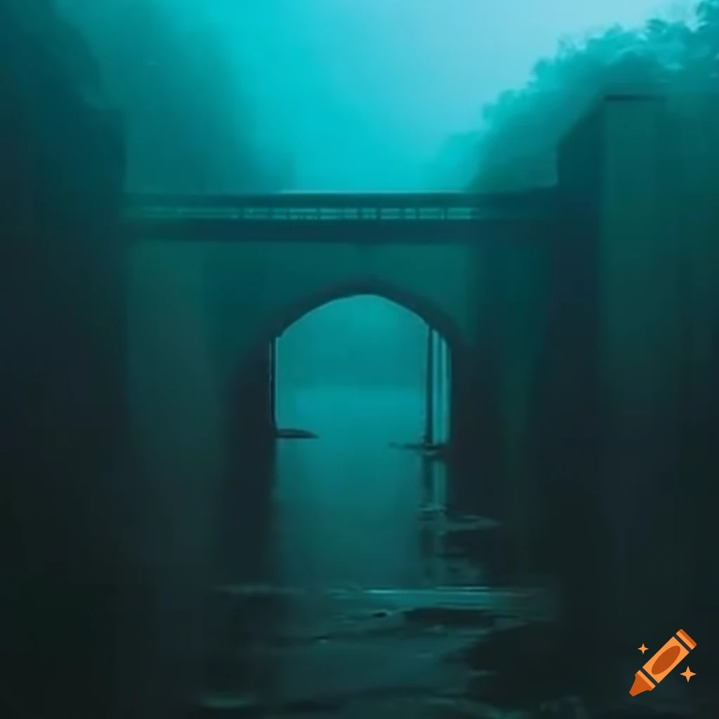 submerged bridge after heavy rainfall
