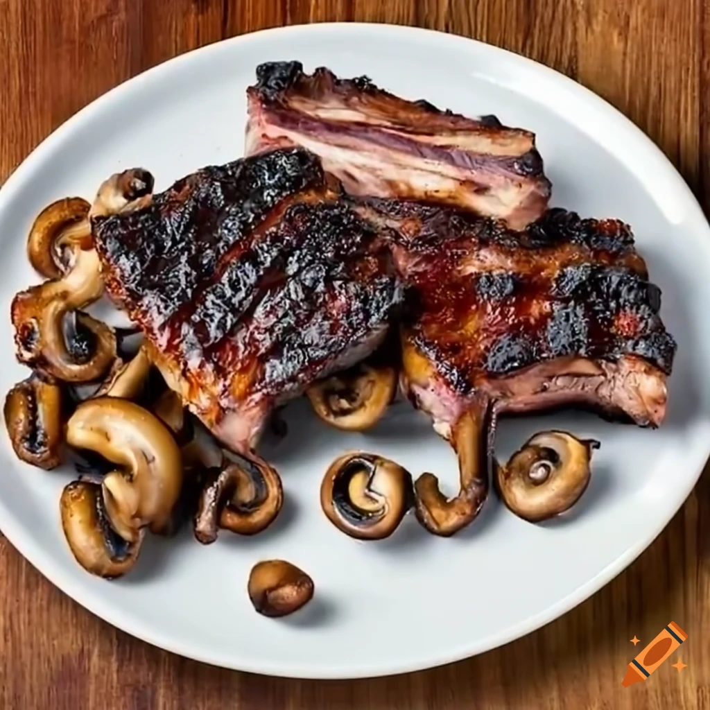 grilled short ribs with mushrooms
