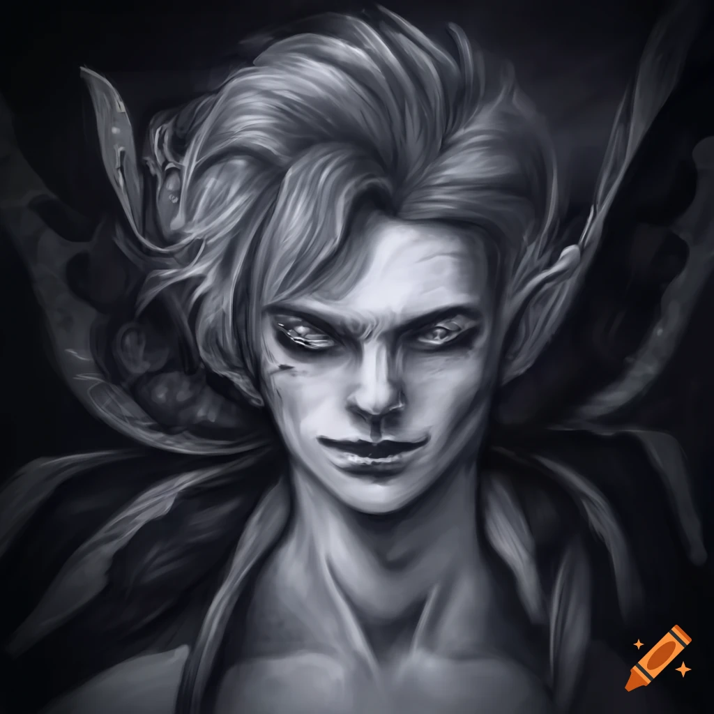 Image of a male trickster fairy in dark fantasy style on Craiyon