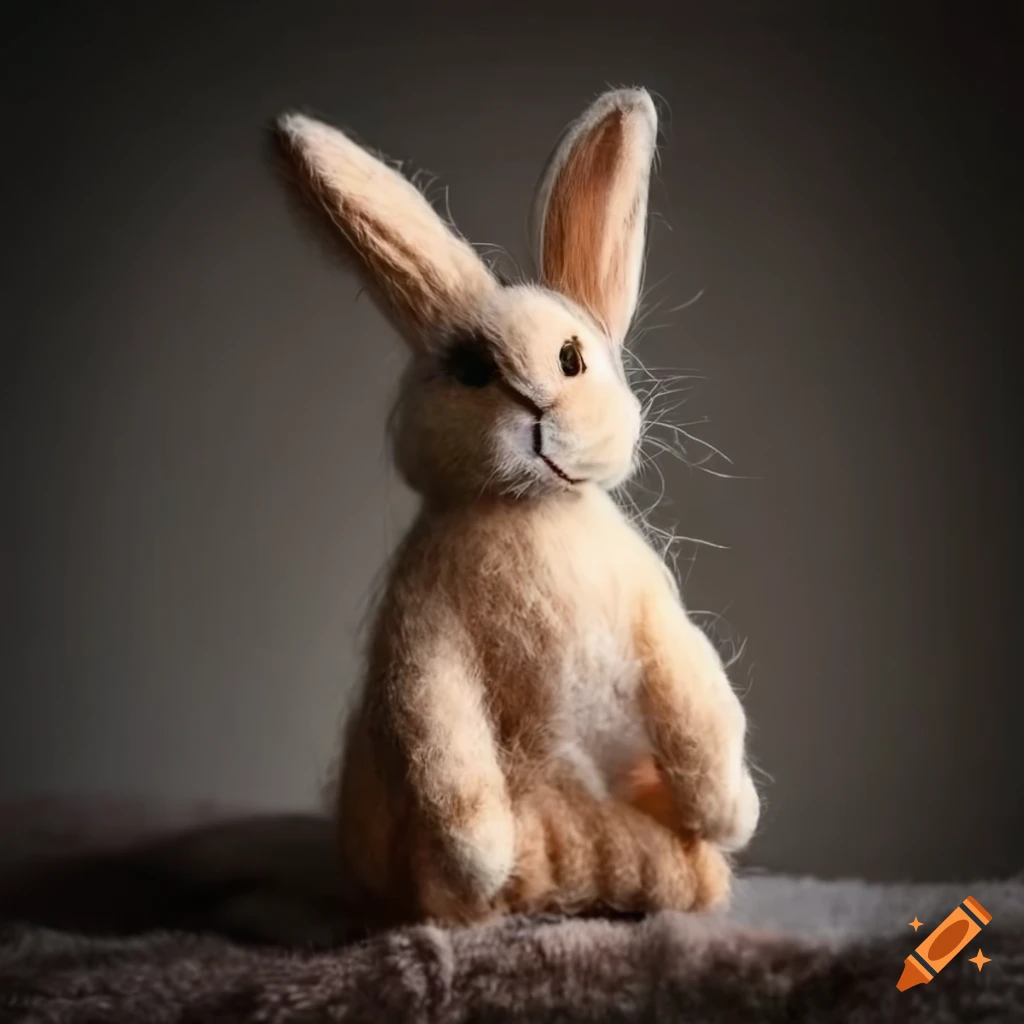 Realistic woolen rabbit toy