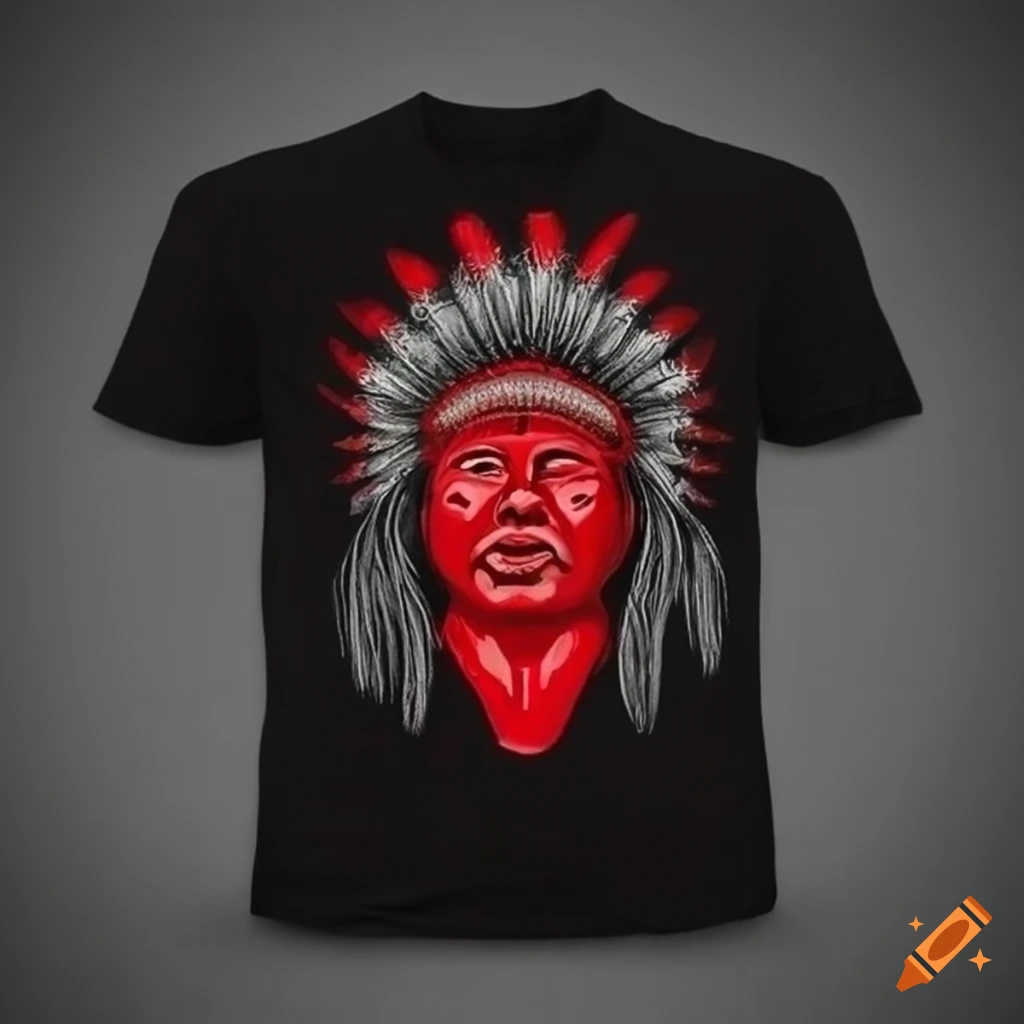 camiseta da tropa Karjas com imagem de indio