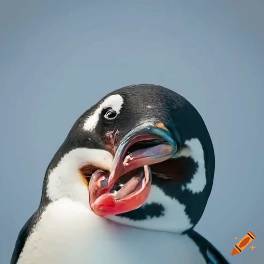 Penguin eating a sardine on Craiyon