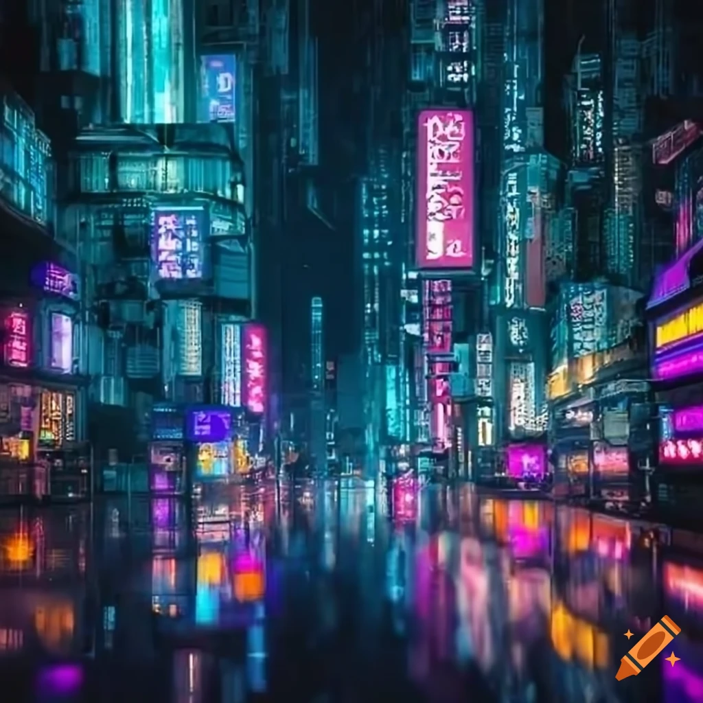 Cyberpunk cityscape on Craiyon