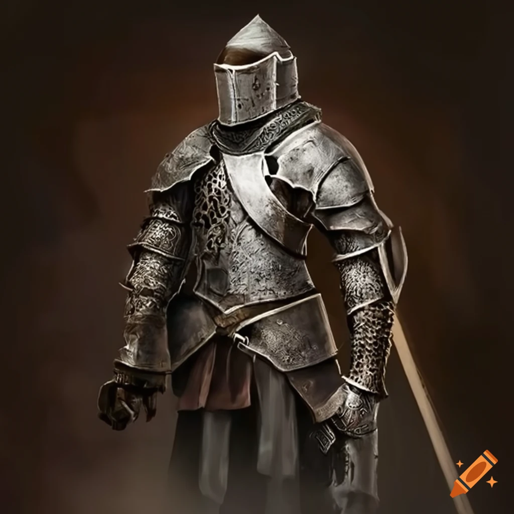 image of a knight in scratched helmet