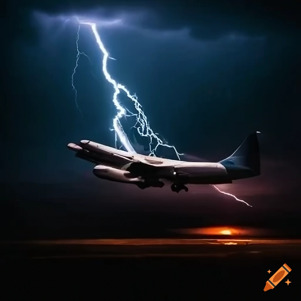 Airplane flying through a thunderstorm on Craiyon